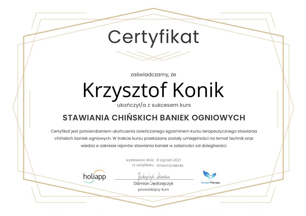 Certyfikat Krzysztof Konik